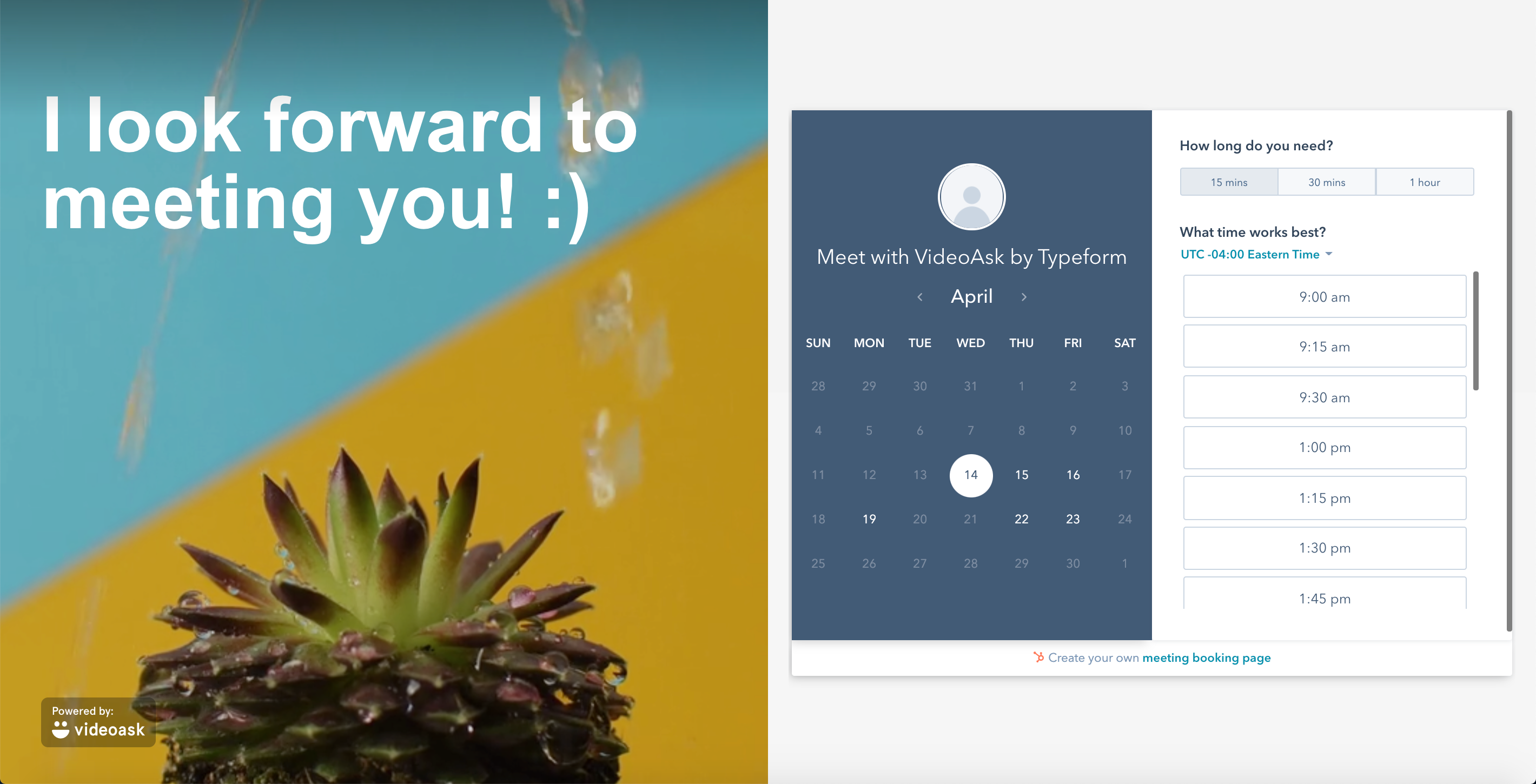 Schedule meetings with HubSpot Meetings VideoAsk